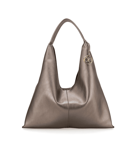 Bolso Hobo Maxi cloe Con Charm De Monograma Color Inox