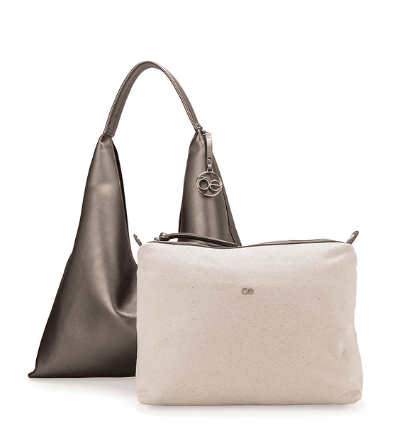 Bolso Hobo Maxi cloe Con Charm De Monograma Color Inox