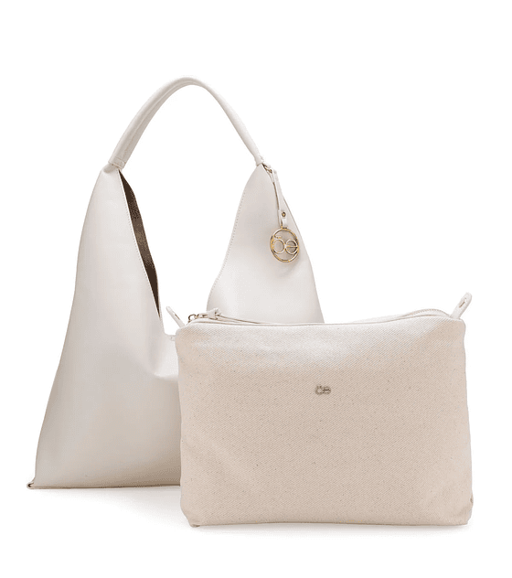 Bolso  Cloe Hobo Maxi Con Charm De Monograma Color Blanco