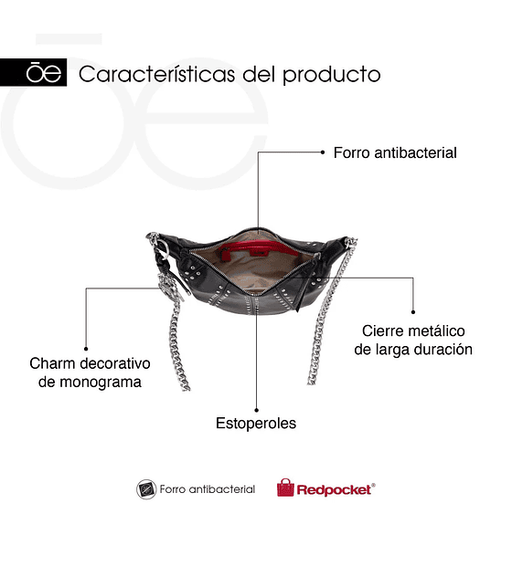 Bolsa Crossbody Cloe Grande Con Estoperoles Color Negro