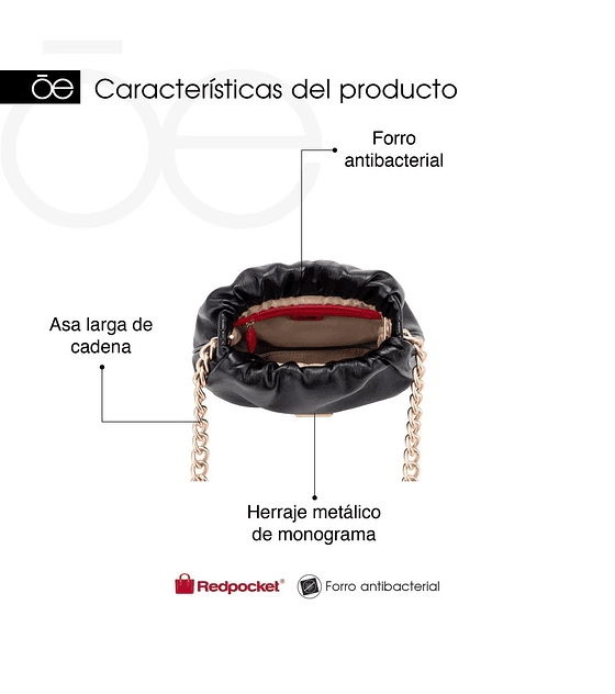 Bolsa Crossbody Chica cloe Con Herraje De Monograma  Negro