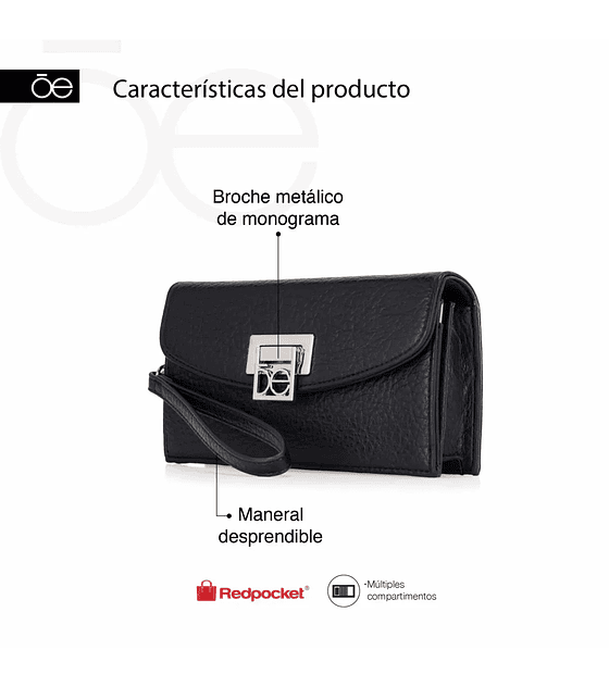 Cartera Flap Grande Con Maneral Desprendible Color Negro