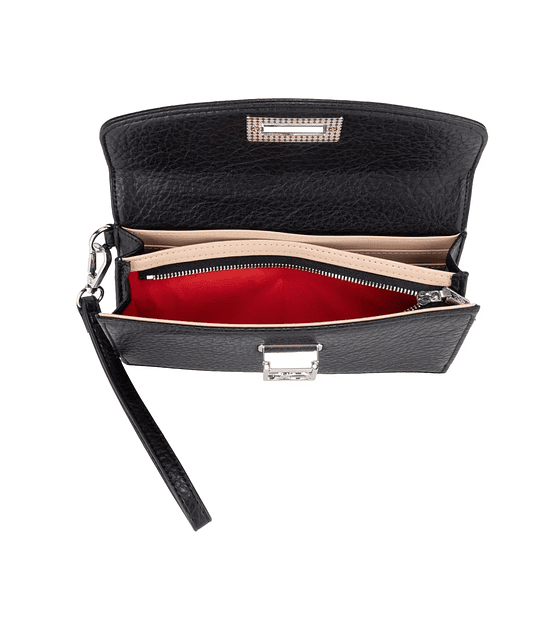 Cartera Flap Grande Con Maneral Desprendible Color Negro