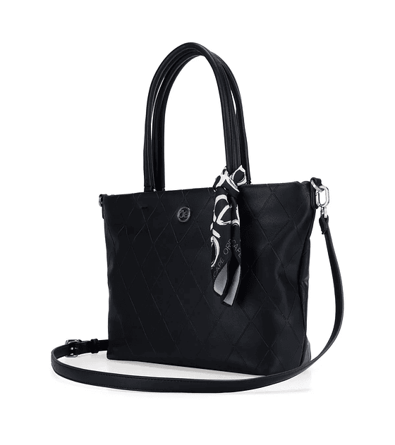 Bolsa Cloe Tote Con Mascada Color Negro