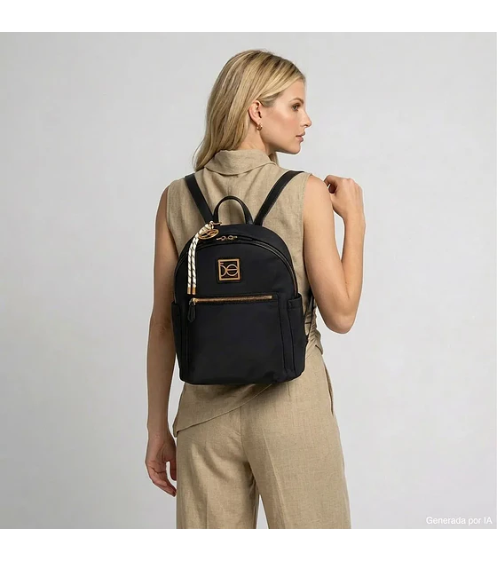 Mochila Cloe Grande Con Charm Decorativo Color negaron