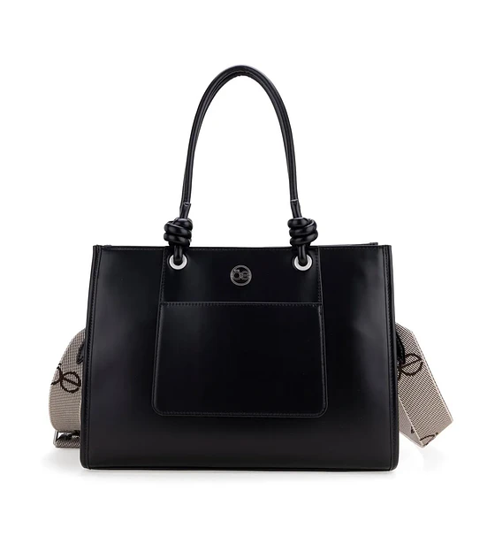 Bolsa Cloe  Tote Grande Con Compartimento Frontal De Facil Acceso Color Negro 