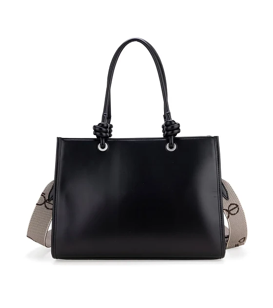 Bolsa Cloe  Tote Grande Con Compartimento Frontal De Facil Acceso Color Negro 