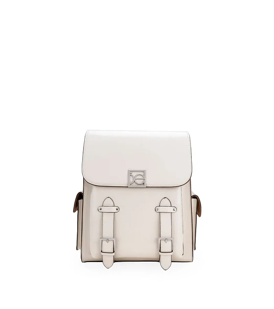 Mochila Grande Con Hebilla Color Blanca