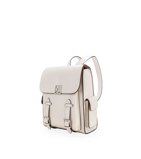 Mochila Grande Con Hebilla Color Blanca