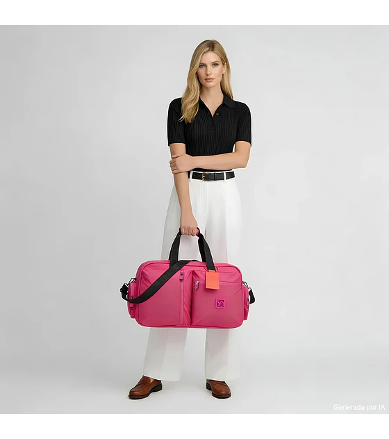 Maleta cloe Dufflebag Grande Con Monograma Color Magenta