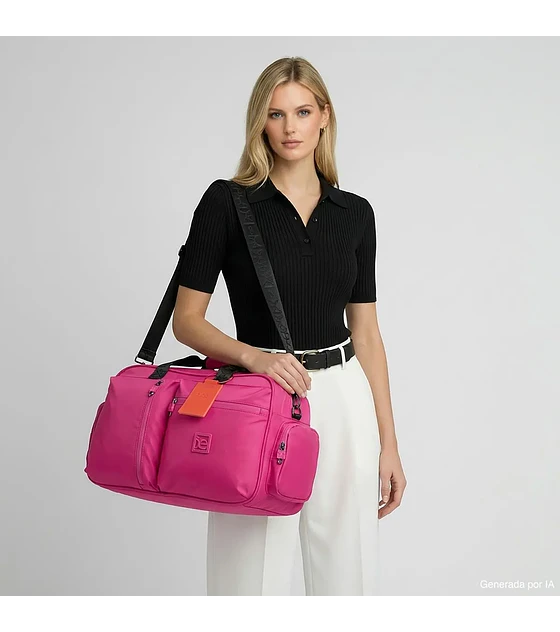 Maleta cloe Dufflebag Grande Con Monograma Color Magenta