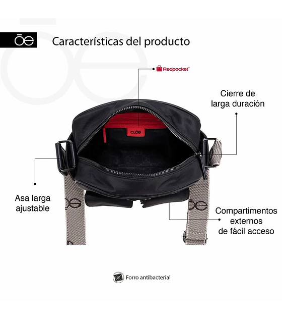 Bolsa Cloe  Crossbody Chico Color Negro