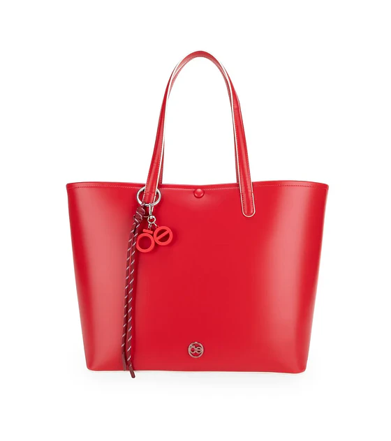 Bolsa Cloe Tote Grande Con Charm Color Rojo