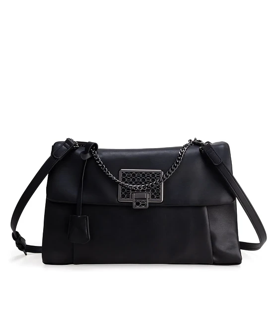 Bolsa Briefcase Mediana Cloe Con Herraje Metálico Color Negro