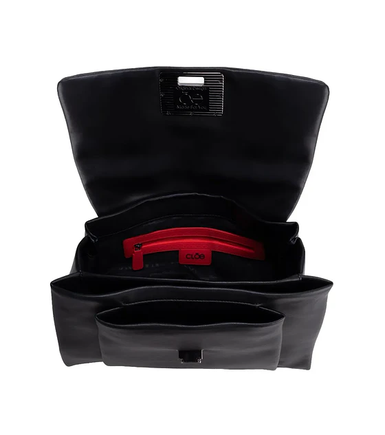 Bolsa Briefcase Mediana Cloe Con Herraje Metálico Color Negro