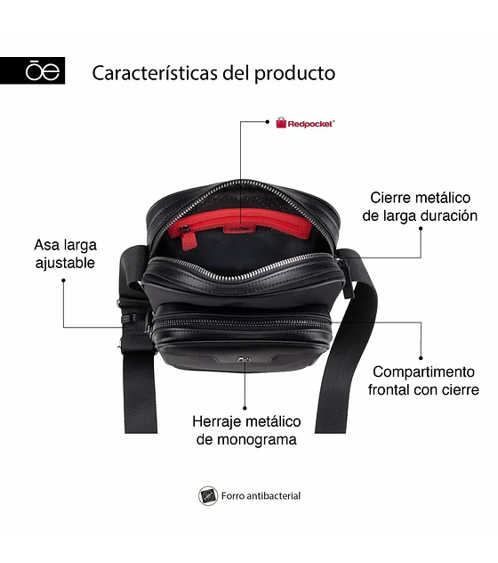 Mensajera Chica Cloe Para Hombre Color Negro
