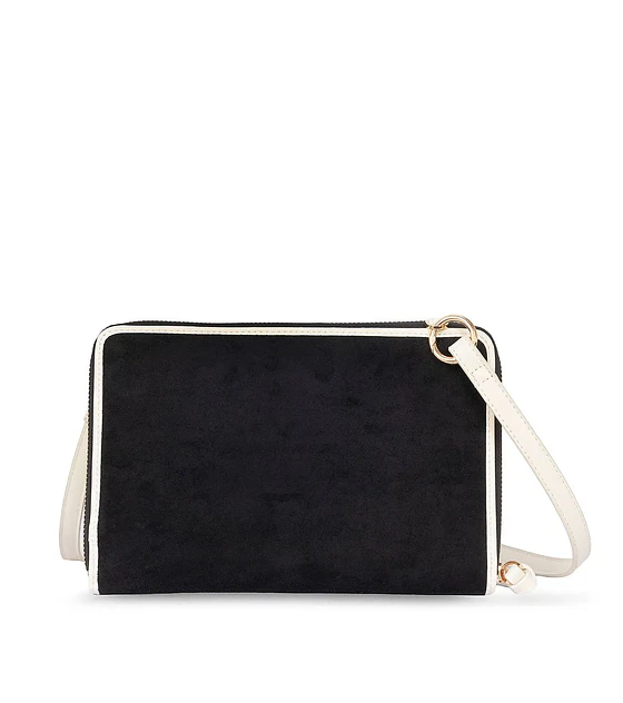 Cartera Cloe Grande Doble Función En Suede Color Negro