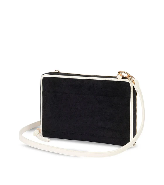 Cartera Cloe Grande Doble Función En Suede Color Negro