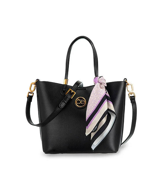 Bolsa cloe chica  Tote Doble Función Con Mascada Color Negro