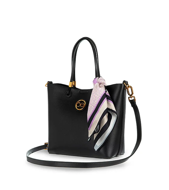 Bolsa cloe chica  Tote Doble Función Con Mascada Color Negro