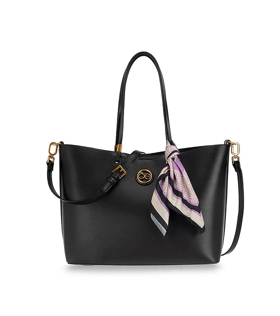 Bolsa Cloe Med Tote Doble Función Con Mascada Color Negro
