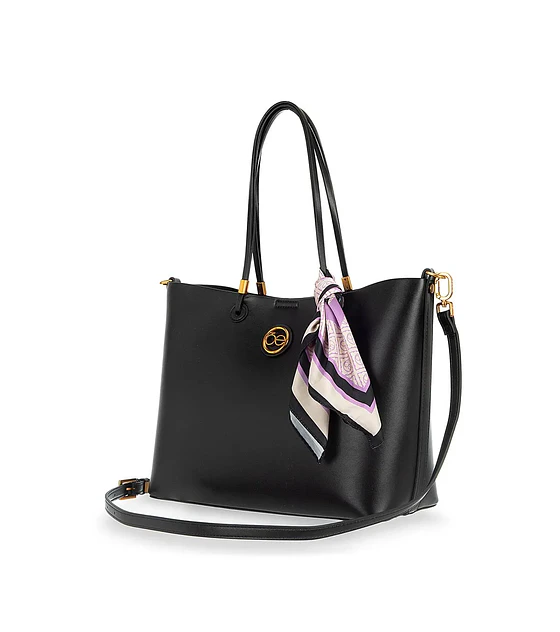 Bolsa Cloe Med Tote Doble Función Con Mascada Color Negro