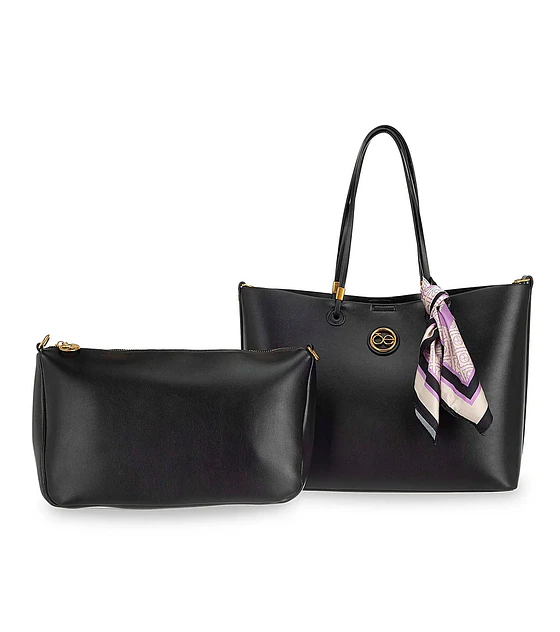 Bolsa Cloe Med Tote Doble Función Con Mascada Color Negro