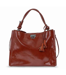 Bolsa Cloe Satchel Grande Con Tassel Color Tan