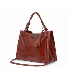 Bolsa Cloe Satchel Grande Con Tassel Color Tan