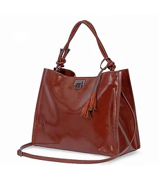 Bolsa Cloe Satchel Grande Con Tassel Color Tan