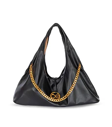 Bolsa Cloe Hobo Maxi Con Cadena Decorativa Color Negro