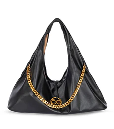Bolsa Cloe Hobo Maxi Con Cadena Decorativa Color Negro