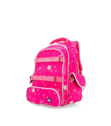 Backpack hecho con material textil. Cuenta con cierres de larga duración. Porta Ipad de 11 plg. Diseño de Oe Girls. Compartimentos frontales con cierre. Compartimentos laterales. Asas traseras ajustab