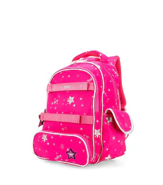 Backpack hecho con material textil. Cuenta con cierres de larga duración. Porta Ipad de 11 plg. Diseño de Oe Girls. Compartimentos frontales con cierre. Compartimentos laterales. Asas traseras ajustab