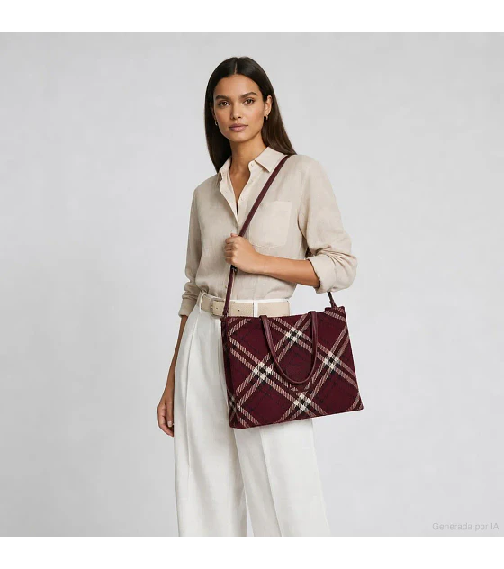 Bolsa Cloe Tote Maxi Bordado Color Tinto