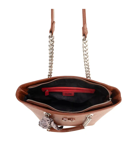 Bolsa Cloe Tote Grande Con Mascada Color Tan
