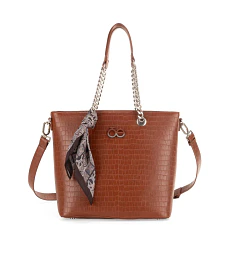 Bolsa Cloe Tote Grande Con Mascada Color Tan