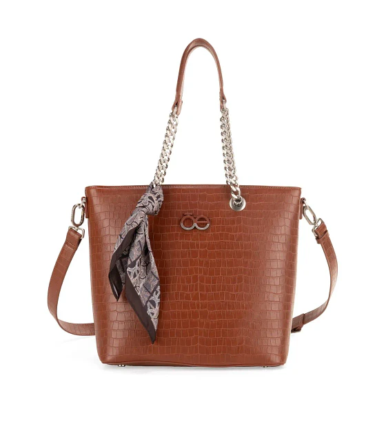 Bolsa Cloe Tote Grande Con Mascada Color Tan