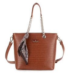 Bolsa Cloe Tote Grande Con Mascada Color Tan