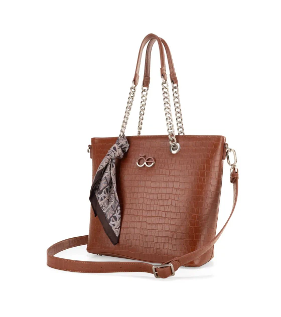 Bolsa Cloe Tote Grande Con Mascada Color Tan