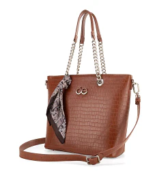 Bolsa Cloe Tote Grande Con Mascada Color Tan