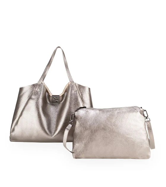 Bolsa Cloe Tote Grande Con Pouch Color Inox