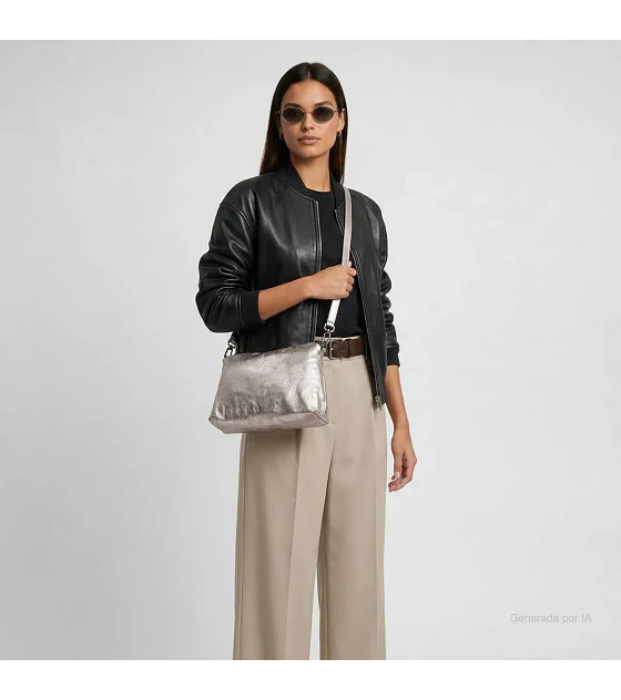 Bolsa Cloe Tote Grande Con Pouch Color Inox