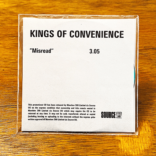 Kings Of Convenience - Misread (CDR promo)