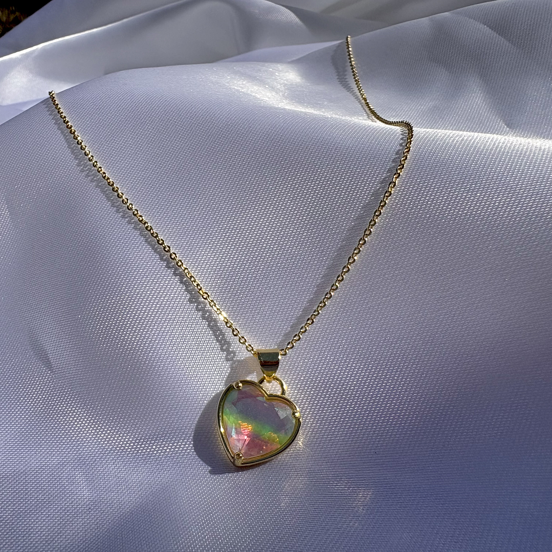 Cadena con corazon tornasol 1