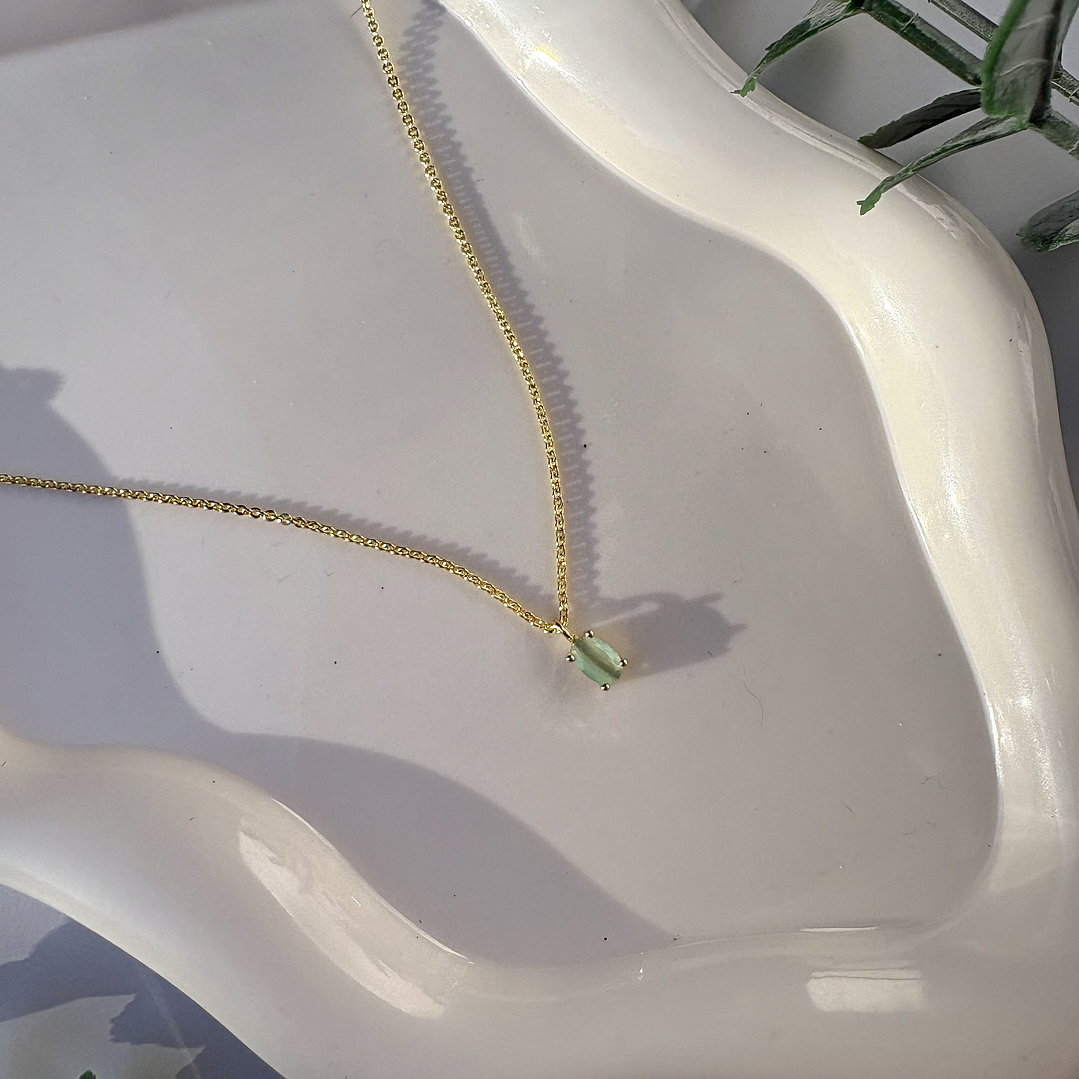 Cadena con perla verde agua 2