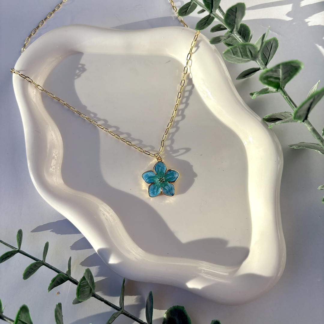 Cadena Flor turquesa  3