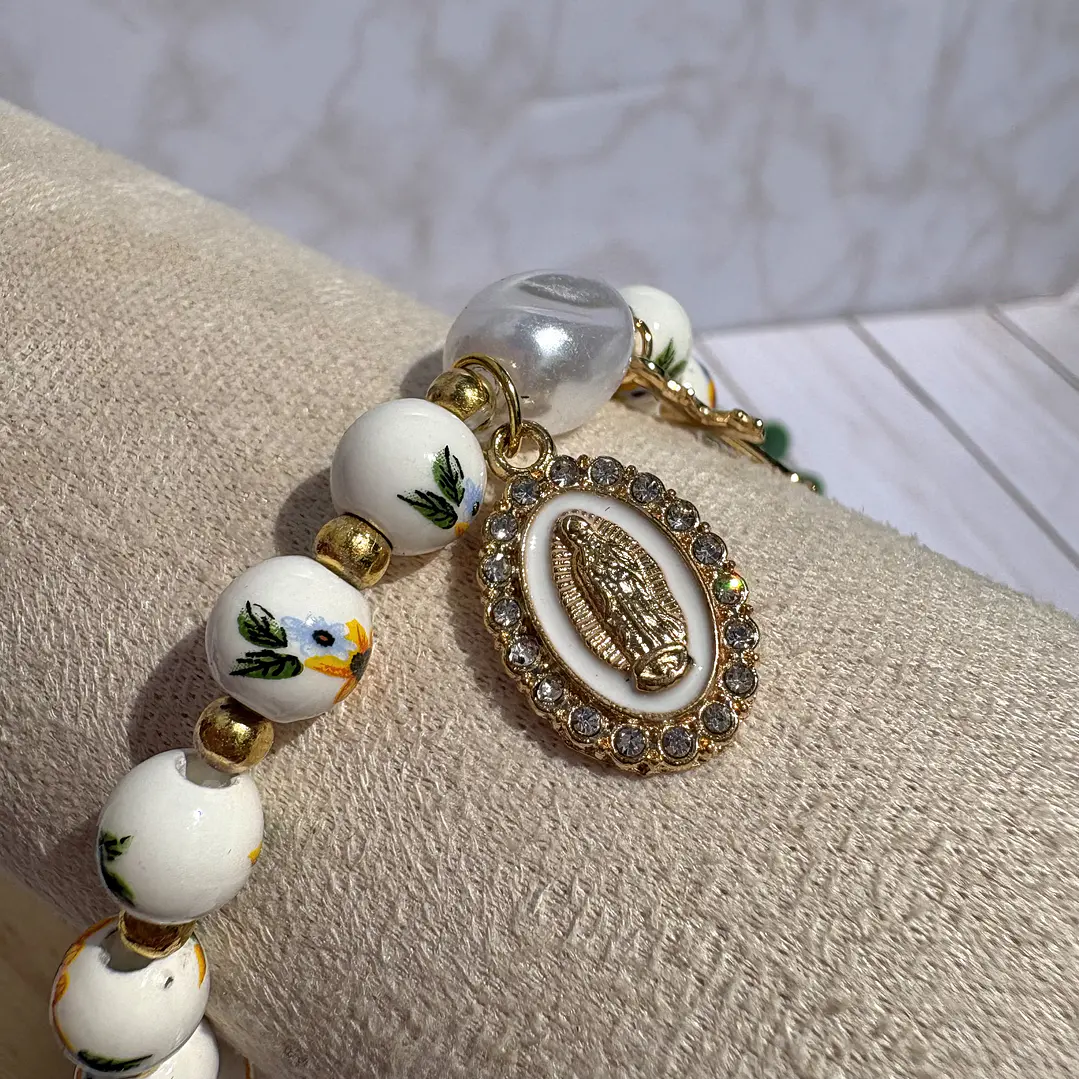 Pulsera Virgen de Guadalupe Floral 7