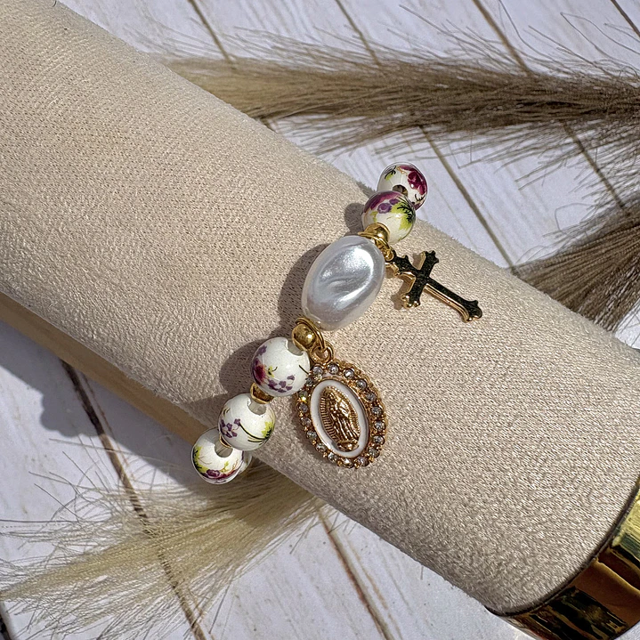 Pulsera Virgen de Guadalupe Floral 9