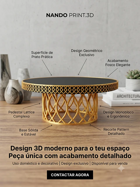 Base alta para Bolos Luxury com Aro Rendilhado – Dourado e Preto